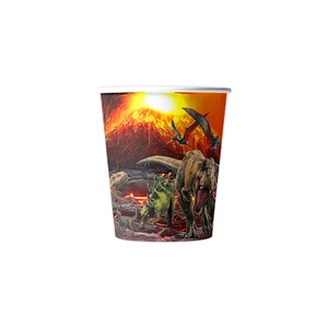 Jurassic volcano dinosaur themed disposable paper cups for kids birthday party table decor