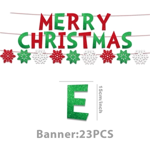 Bannière Merry Christmas pailletée avec lettres rouges et vertes de 15cm pour fête