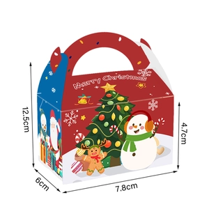 Christmas candy gift box with handle and dimensions 12.5x7.8x6cm in festive design
