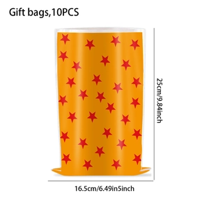Detail view of 10PCS orange dragon ball theme gift bags with 25cm height dimensions