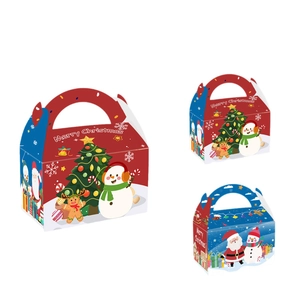 Christmas gift boxes with festive Santa and snowman illustrations for candy packaging