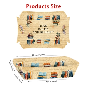 Detailed dimensions of the vintage book themed paper tray for party tabletop storage