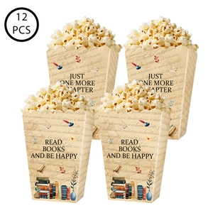 Set of 12 vintage book themed popcorn boxes for reading party table decoration