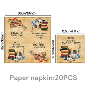 Detail of vintage book theme paper napkins with coffee illustrations and size markings