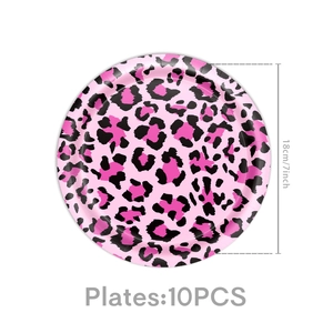 Pink leopard print 7-inch paper plates, set of 10 for themed party decorations