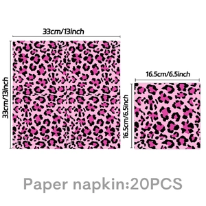 Pink leopard print paper napkins set of 20 for birthday parties with size dimensions
