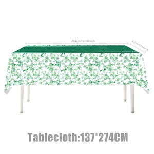 Nappe eucalyptus imperméable 137x274cm avec bordure de feuilles pour décoration