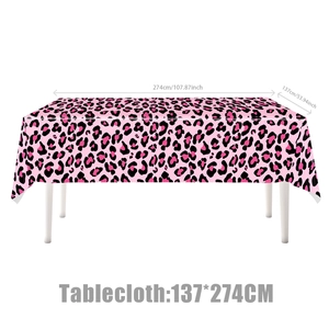 Pink leopard print tablecloth for birthday party decoration, size 137x274cm