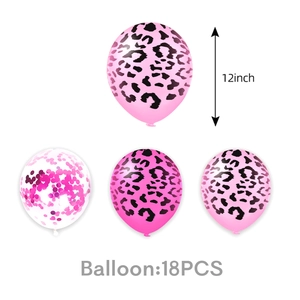 Pink leopard print and confetti balloons 12-inch 18-piece set for birthday parties