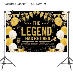 Detailansicht des schwarz-goldenen Ruhestand-Banners mit The Legend Has Retired Schrift