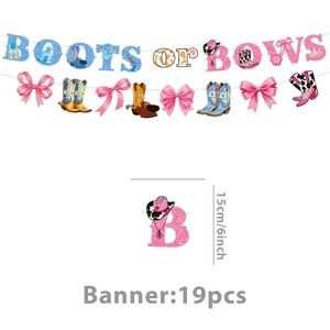 Détail de la bannière Boots or Bows pailletée avec lettres de 15 cm pour fête de naissance