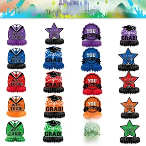 Detail of 20pcs graduation honeycomb centerpieces in 5 colors for party table decor