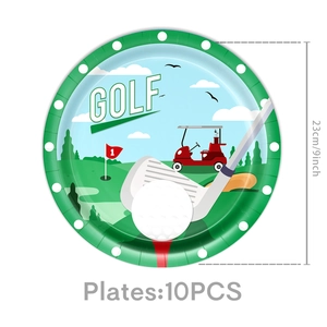 10er-Set Golf-Einwegteller 23cm für Sport-Themen-Geburtstagsfeiern und Dekorationen