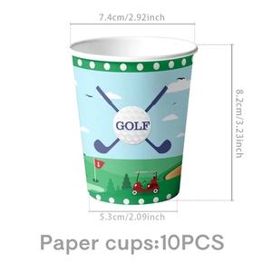 10er-Set Golf-Thema Party-Pappbecher mit Abmessungen 7,4 cm Durchmesser und 8,2 cm Höhe