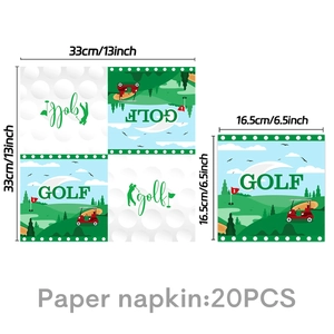 Papierservietten Golf Thema 20 Stück Set mit Golfwagen und Grün für die Geburtstagsparty