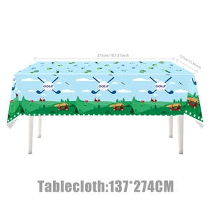 Golf-Thema Geburtstagsparty Tischdecke 137x274 cm mit sportlichen Cartoon-Prints