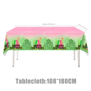 Tovaglia per festa Wicked rosa e verde con castello magico, dimensioni 108x180cm, decoro