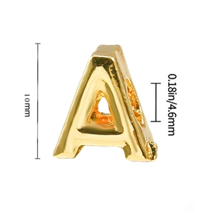 Ciondolo lettera A dorata per bracciali DIY con finitura lucida e misura 10 mm