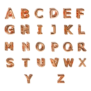 Set di 26 perline a forma di lettere A-Z in metallo oro rosa per gioielli fai da te