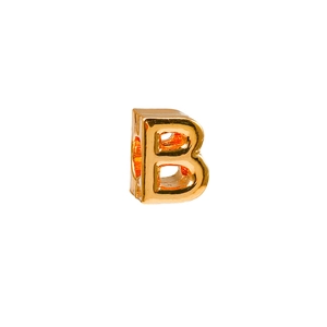 Ciondolo lettera B 3D dorata per gioielli fai-da-te, perla in metallo lucido oro 18K