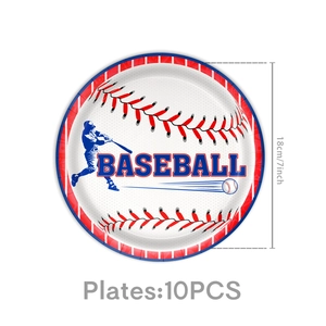 10er-Set Baseball Einweg-Pappteller 18cm für Dekoration von Jungen Geburtstagsfeiern