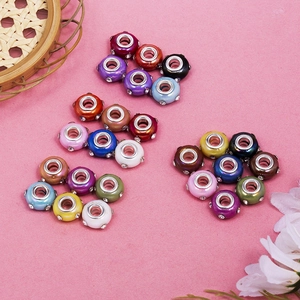 Perles en résine arc-en-ciel à grands trous et strass pour bracelets DIY et bijoux