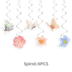 Blumen und Schmetterling Party Hängedeko Spiralen Set zum Geburtstag 6-teilig