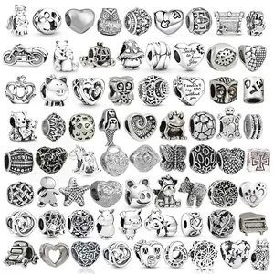 Antiek Zilver Legering DIY Bedels Voor Armband Maken Engel Zeemeermin Hart Dier Patroon Holle Sieraden Accessoires Voor Meisjes Kinderen