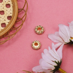 DIY gold plated beads with white enamel and sparkling rhinestones for jewelry making