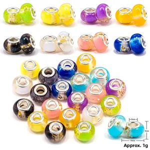 Cuentas de Charm de Aleación de Gran Agujero Multicolor de Pan de Oro Cuentas Espaciadoras Decorativas DIY Pulsera Collar Joyería Accesorios Artesanales
