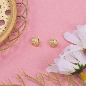 Perles en forme de champignon doré avec texture mate pour accessoires de bijoux DIY