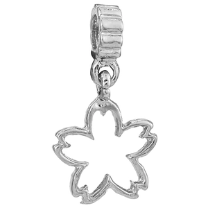 Polished silver hollow cherry blossom pendant for DIY necklaces and charm bracelets