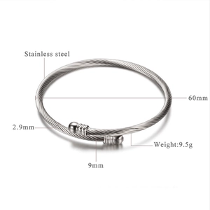 Bracelet jonc ouvert en acier inoxydable torsadé pour hommes et femmes