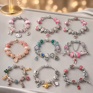 Assorted themed charm bracelets featuring colorful beads and iconic character pendants