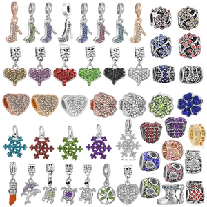 DIY Alloy Rhinestone Charms For Women Girls Bracelet Necklace Making Heart Snowflake High Heel Jewelry Findings Accessory