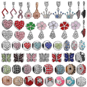 DIY Jewelry Charms Zinc Alloy Rhinestone Enamel Butterfly Musical Note Heart Pendants For Bracelet Making Jewelry Findings Women