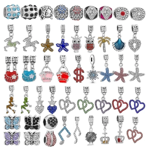 DIY Alloy Charms Pendants Zinc Alloy Rhinestone Enamel Heart Butterfly For Bracelet Necklace Making Fashion Jewelry Women