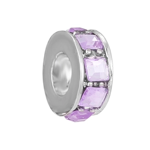 Charm in argento con zirconi viola per gioielli fai-da-te e bracciali alla moda