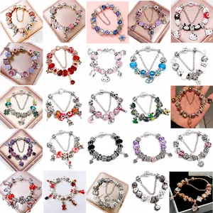 Sanrio-themed DIY beaded charm bracelets in various styles with secure safety chains