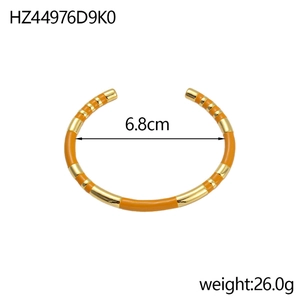 Bracciale smaltato vintage a forma di C con strisce arancioni e oro, diametro di 6.8cm