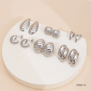 Pendientes de Botón de Acero Inoxidable Minimalista Francés para Mujer Textura de Concha de Espiral de Croissant