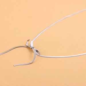 Dettaglio della collana a catena serpente d'argento con design a fiocco