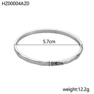 Detailed size specifications of irregular wave silver titanium steel bangle bracelet