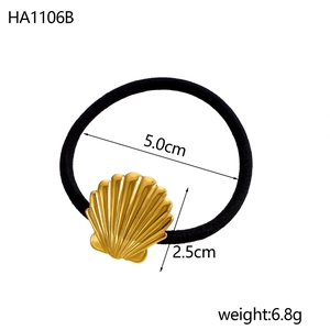 Détails de taille de l'élastique noir avec pendentif coquillage doré et dimensions