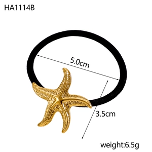 Élastique à cheveux avec pendentif étoile de mer dorée et détails des mesures