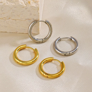 Minimalistische Creolen Für Damen Edelstahl Vergoldet Geometrisch Rund Mode Schmuck