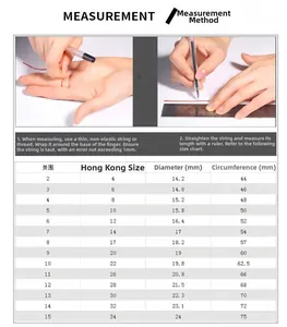 Guide des tailles de bague détaillé avec instructions de mesure pour bagues en acier