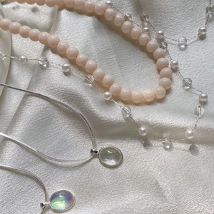 Elegant French Vintage Titanium Steel Necklace For Women Artificial Pearl Crystal Beaded Choker Stylish Layered Design Jewelry Gift