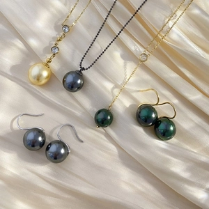 French Luxury Stainless Steel Faux Artificial Pearl Necklace Earring Set Elegant Gold Silver Zirconia Pendant Jewelry For Women Party