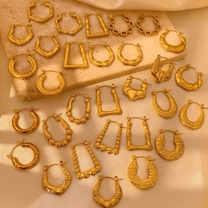 Orecchini a Cerchio Geometrici in Acciaio al Titanio Vintage Lusso Oro Argento Placcato Non Sbiadisce Ipoallergenico Donna Gioielli